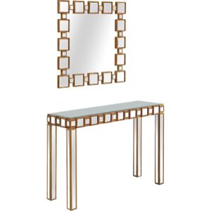43" Gold And Silver Mirrored Glass Console Table