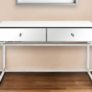 47" Silver Mirrored Glass Frame Console Table And Drawers