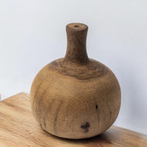 7" Brown Abstract Cylinder Solid Wood Table Vase