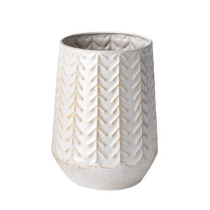 9" White Abstract Cylinder Metal Table Vase