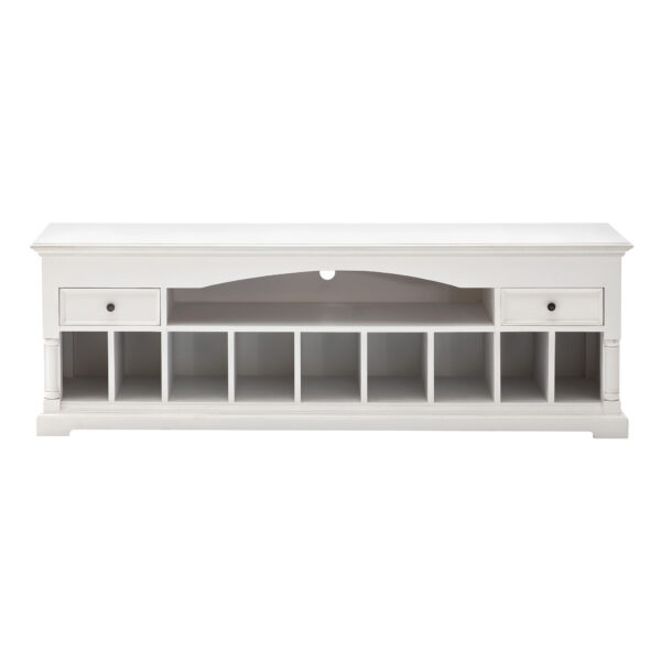 71" White Solid Console Table With Shelves And Drawers