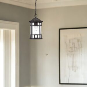 Black Lantern Seeded Metal Dimmable Chandelier With Clear Shades