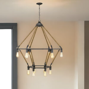 Brown and Black Twelve Light Metal Dimmable Chandelier