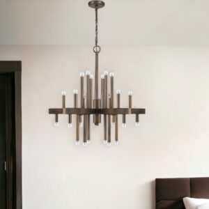 Brown Candle Style Multi Light Metal Dimmable Chandelier