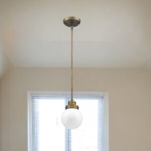 Brushed Gold Metal Hanging with Round Glass Shade