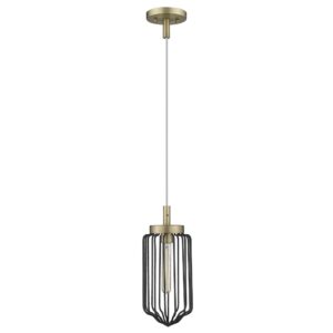 Gold and Black Metal Cage Pendant Hanging Light