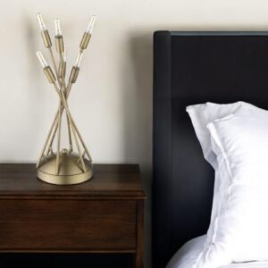 19" Brass Metal Six Light Novelty Table Lamp