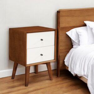 26" Solid Wood and Wood Two Drawer Nightstand
