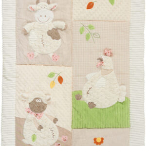 Beige Green And White Polyester Quilt