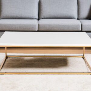 47" White and Gold Wood And Metal Frame Coffee Table