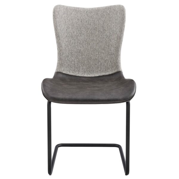 Set of Two Gray and Black Upholstered Fabric Dining Side Chairs