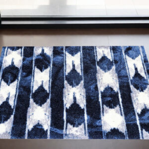 2' X 3' Shades of Blue Abstract Stripes Washable Floor Mat