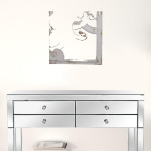 Set of Four White Wood Square Framed Art