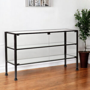 Rustic Black and Glass Double Door Cabinet
