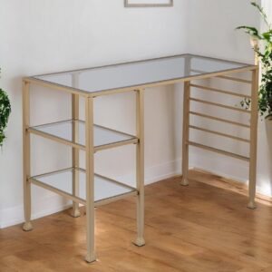 43" Clear and Gold Glass Writing Desk