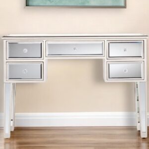 43" Silver Mirrored Glass Console Table And Drawers