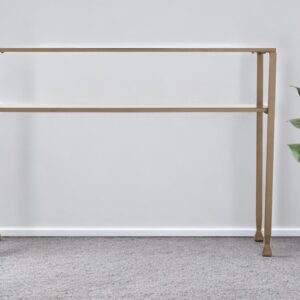 43" Clear and Gold Glass Console Table With Shelves