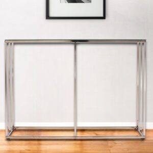 42" Clear and Gold Glass Frame Console Table