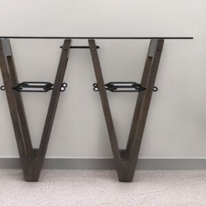 46" Clear and Gray Brown Glass Abstract Console Table