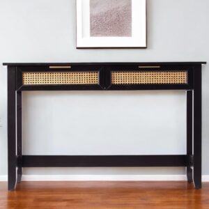 48" Black Console Table And Drawers