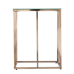 24" Champagne Glass And Iron Square End Table
