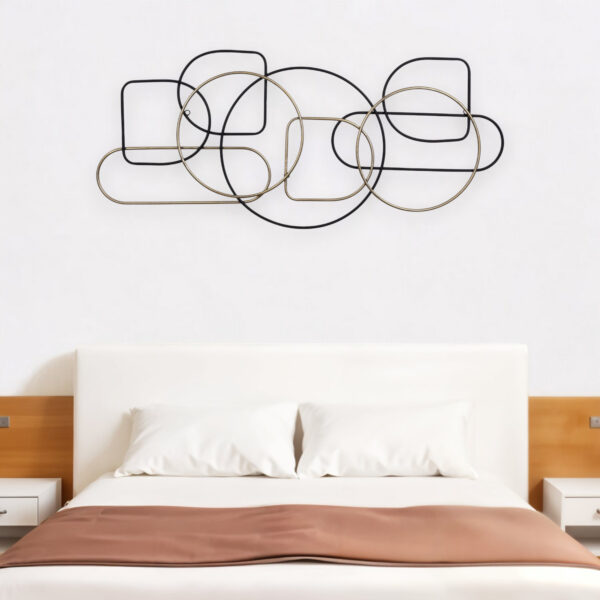 43" Black And Gold Metal Modern Abstract Hanging Dimensional Sculpture