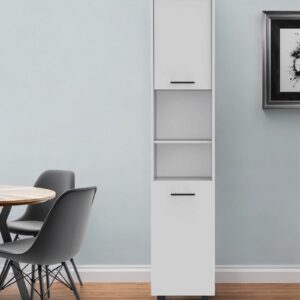 78" Modern White Pantry Cabinet with Five Shelves