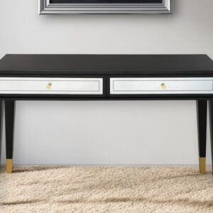47" Black Silver and Gold Wood Console Table And Drawers