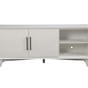 64" White Pine Solid Wood Open Shelving TV Stand