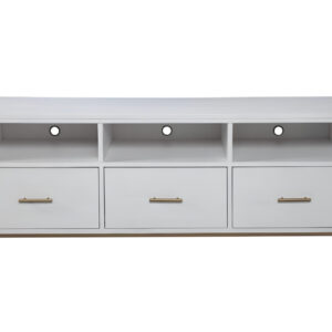 64" White Mahogany Solid Wood Open Shelving TV Stand