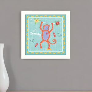 Beetle and Bob Baby Monkey White Framed Print Wall Art