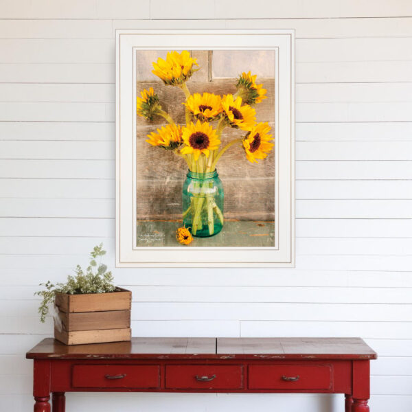Country Sunflowers I  White Framed Print Wall Art