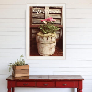 Welcome Roses  White Framed Print Wall Art