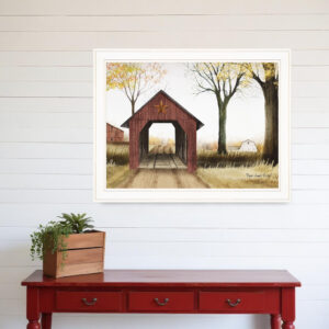 Buck County Bridge  White Framed Print Wall Art