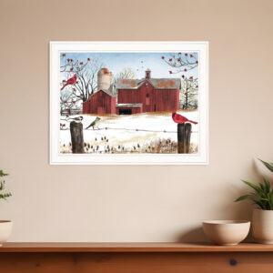 Winter Friends  White Framed Print Wall Art