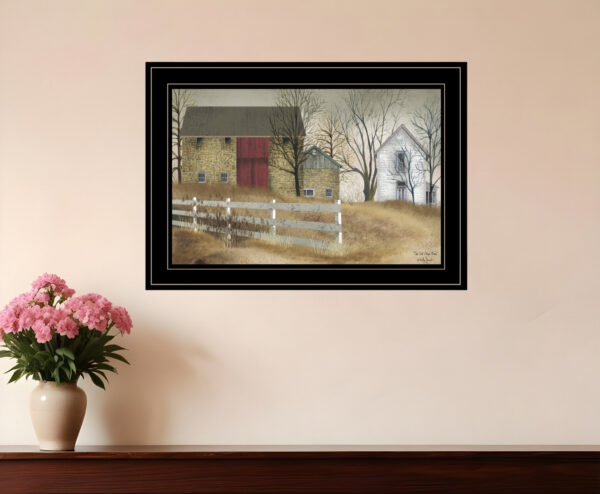 The Old Stone Barn  Black Framed Print Wall Art