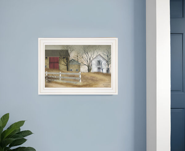 The Old Stone Barn  White Framed Print Wall Art