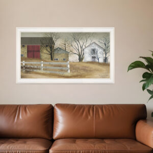 The Old Stone Barn  White Framed Print Wall Art