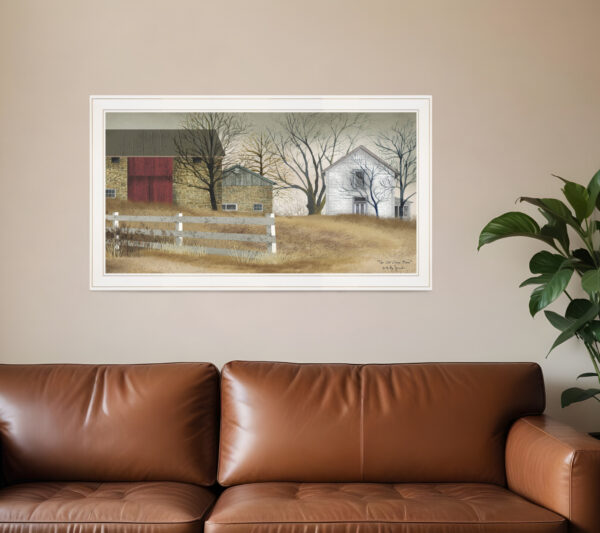 The Old Stone Barn  White Framed Print Wall Art