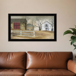 The Old Stone Barn  Black Framed Print Wall Art