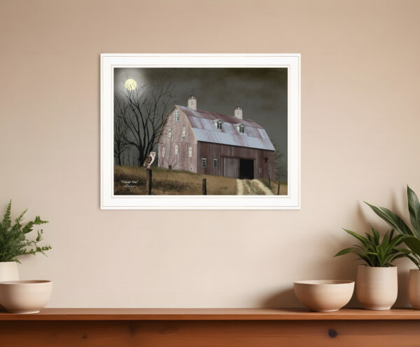 Midnight Moon  White Framed Print Wall Art