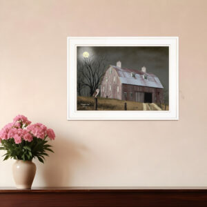 Midnight Moon  White Framed Print Wall Art