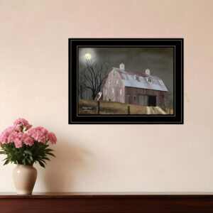 Midnight Moon  Black Framed Print Wall Art