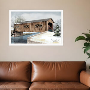 The Kissing Bridge  White Framed Print Wall Art