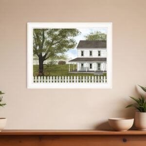 Green Green Grass of Home  White Framed Print Wall Art