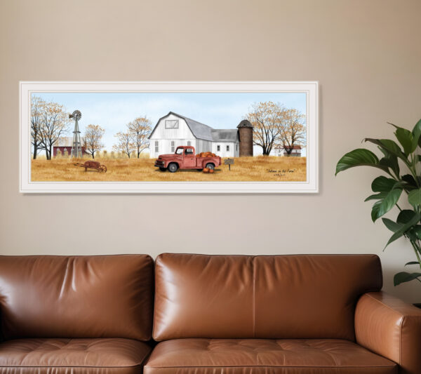 Autumn on Farm  White Framed Print Wall Art