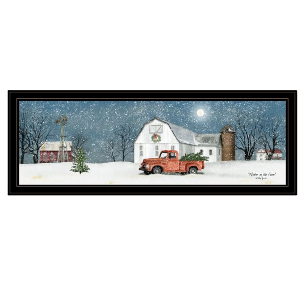 Winter on The Farm  Black Framed Print Wall Art