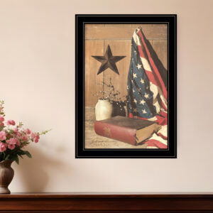 God and Country  Black Framed Print Wall Art