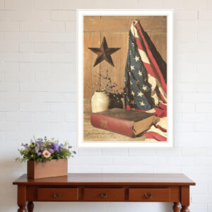 God and Country  White Framed Print Wall Art