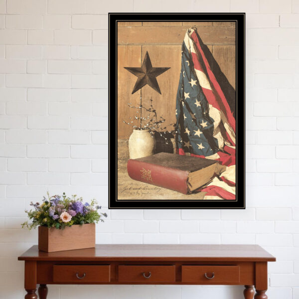 God and Country  Black Framed Print Wall Art